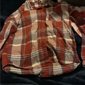 Prana Men's Rust and Cream Plaid Shirt